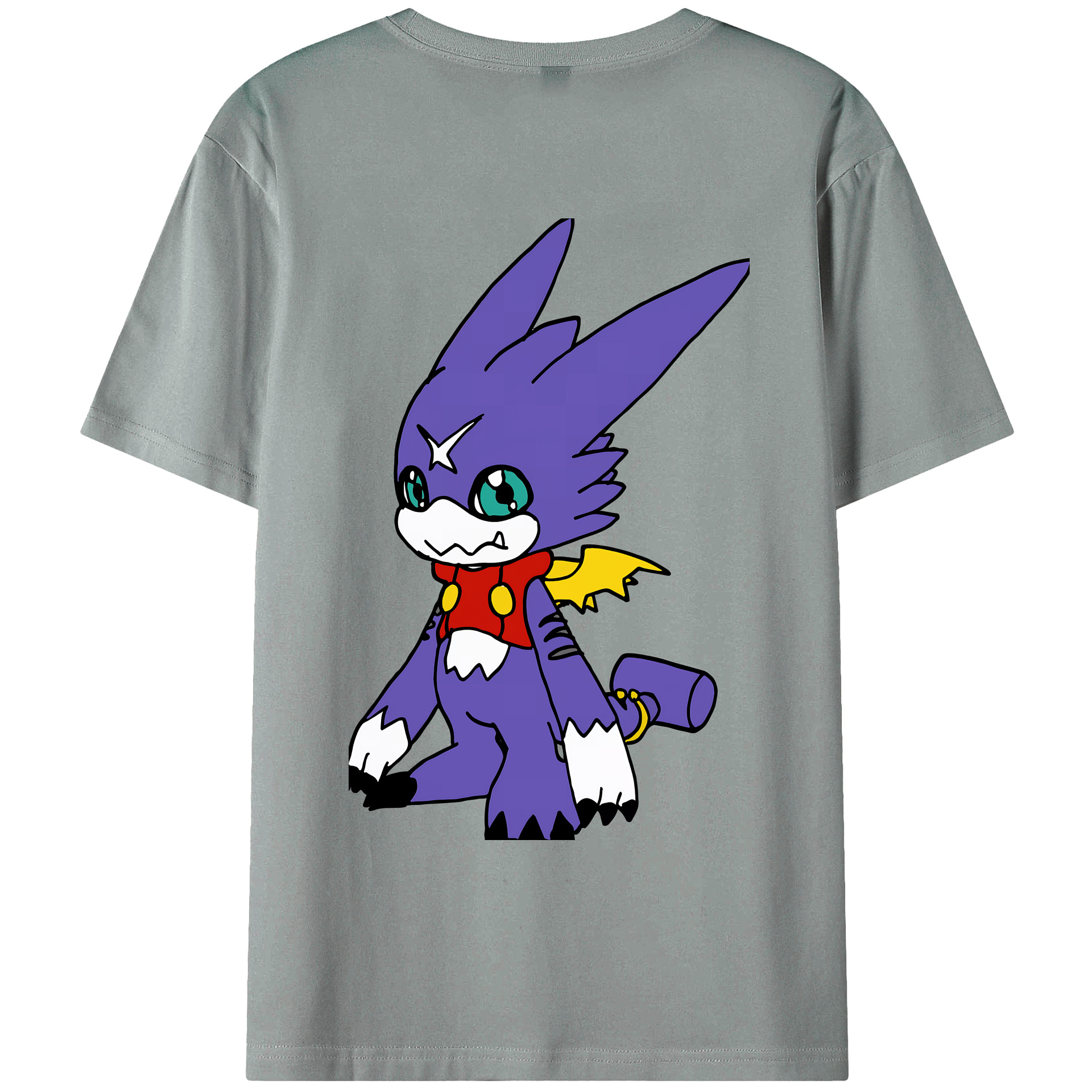 （画像用） Digimon デジタルモンスター/デジモン 綿100％ メンズ半袖Tシャツ（バックプリント） 通気性